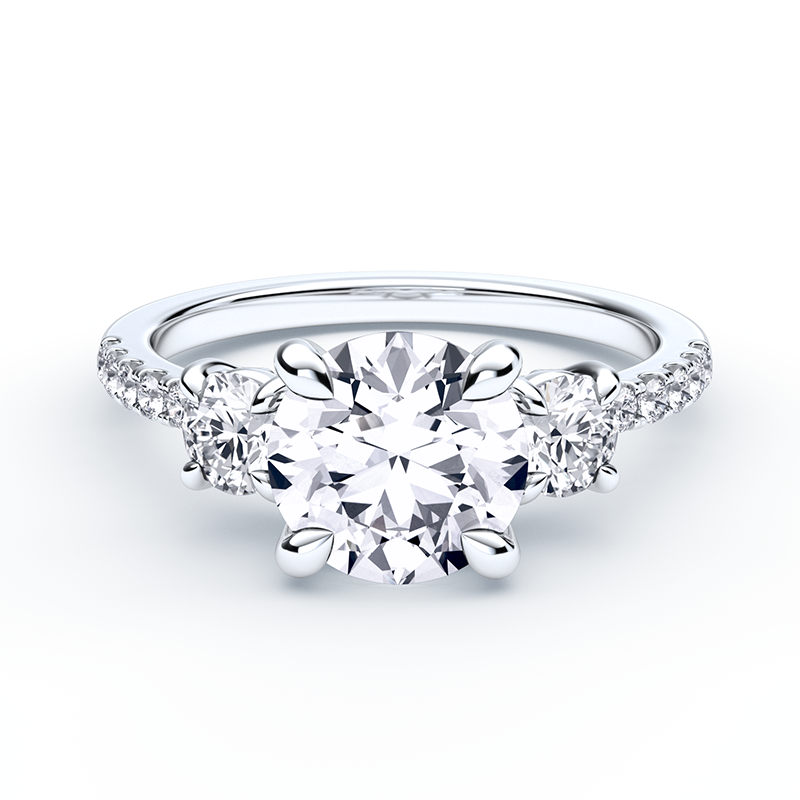 Three Stone Diamond Ring With Round Small Diamond Band – ethanlord